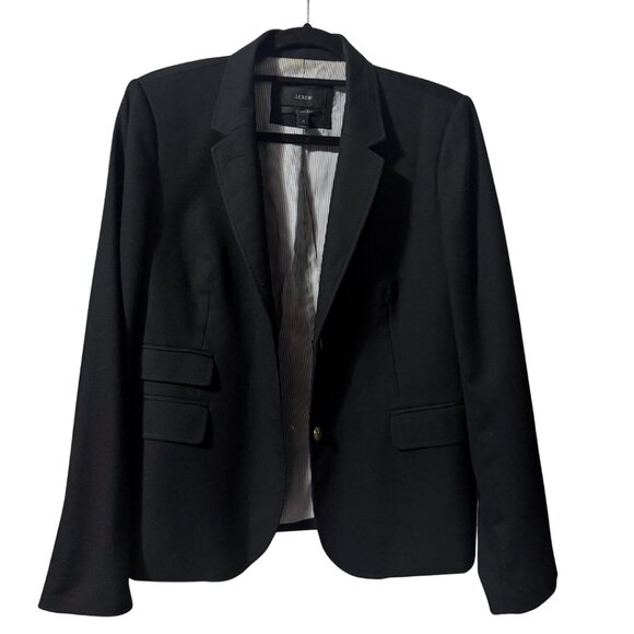 J.Crew Wool-Blend Schoolboy Blazer in Black w Gold Buttons – Women’s Size 12 (L) - Picture 3 of 17